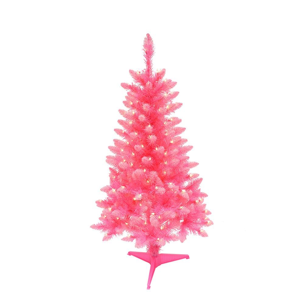 4 ft. Prelit Fashion Pink Pine Artificial Christmas Tree with 150 UL-Listed Clear Lights - Hercitys