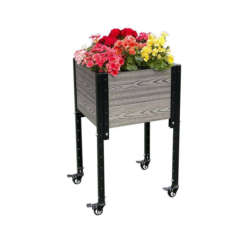 17 in. L x 19 in. W x 28 in. H Elevated Composite Planter Box in Grey - Hercitys