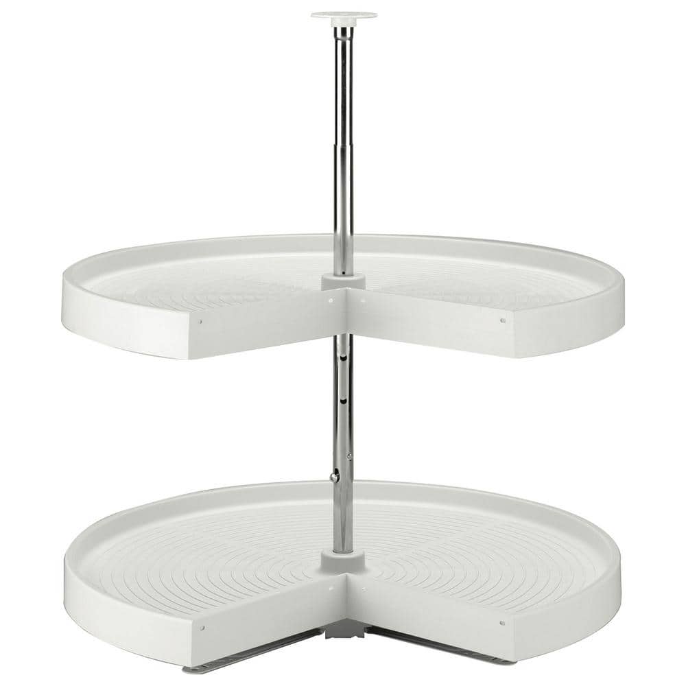 2-Shelf White 28 in. Lazy Susan Pie-Cut Polymer - Hercitys