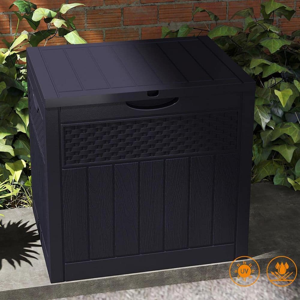 33 Gal. Black Resin Deck Box with Lockable Lid - Hercitys