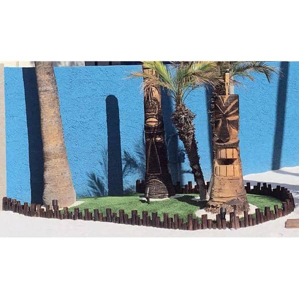 10 in. H x 60 in. L Teak Wood Uneven Top Solid Log Edging - Hercitys