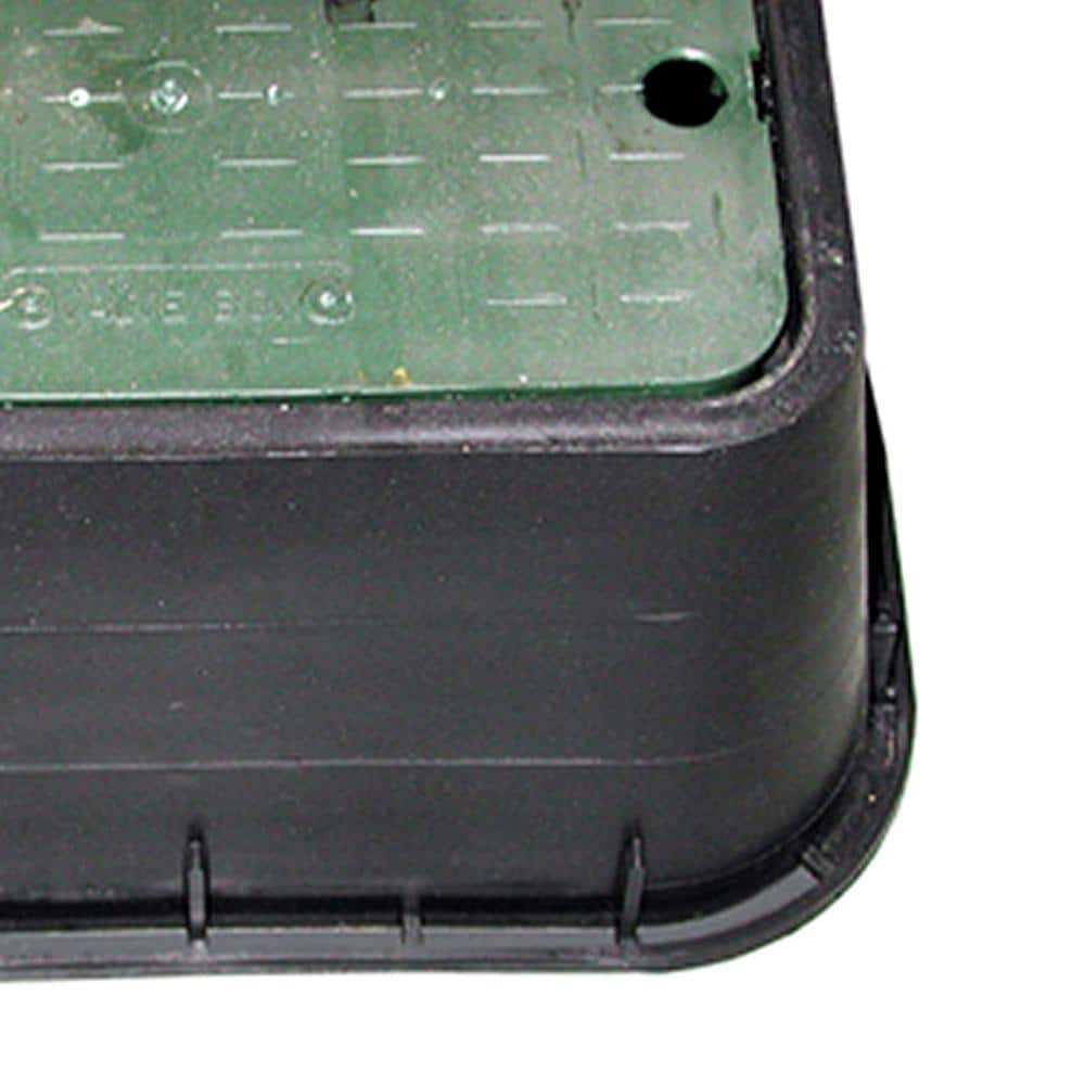 10 in. x 15 in. Rectangular Water Meter Valve Box and Snap-In Lid (Black Box, Green Lid) - Hercitys