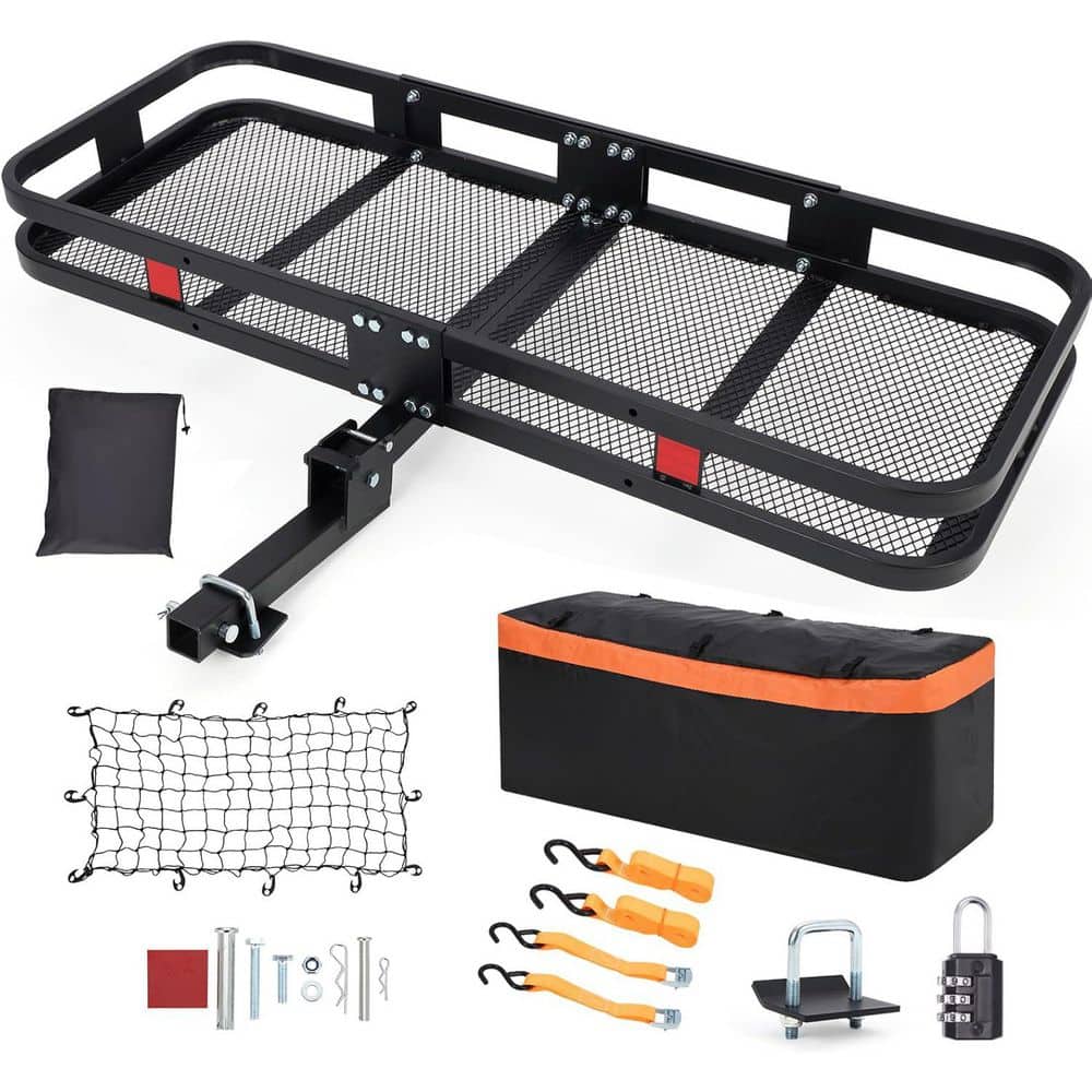 500 lbs. Capacity 60 in. x 24 in. x 6in. Hitch Mount Cargo Carrier Basket with Waterproof Cargo Bag and Net - Hercitys