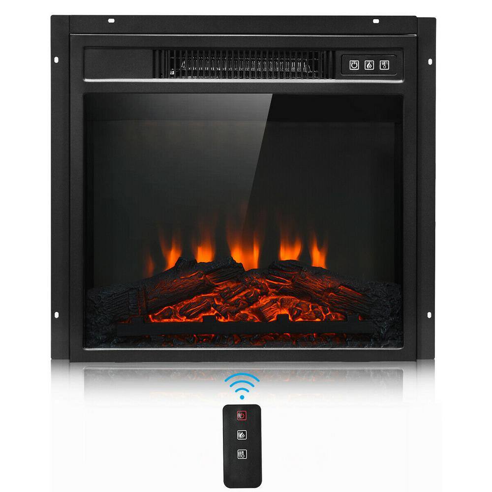 18 in. 1400-Watt Electric Fireplace Freestanding and Wall-Mounted Heater Log Flame Remote Black - Hercitys
