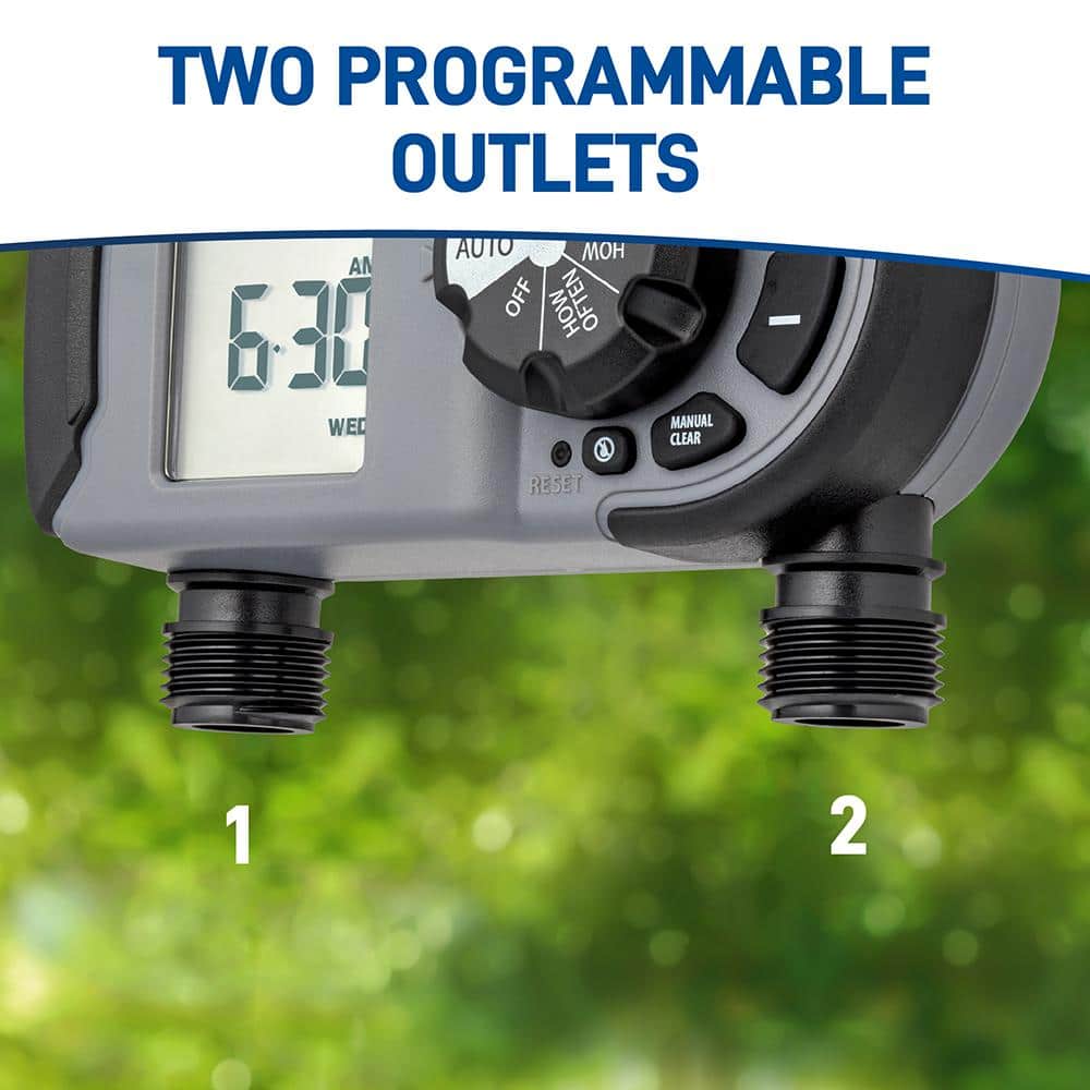 2-Outlet Programmable Hose Watering Timer Sprinkler Timer - Hercitys