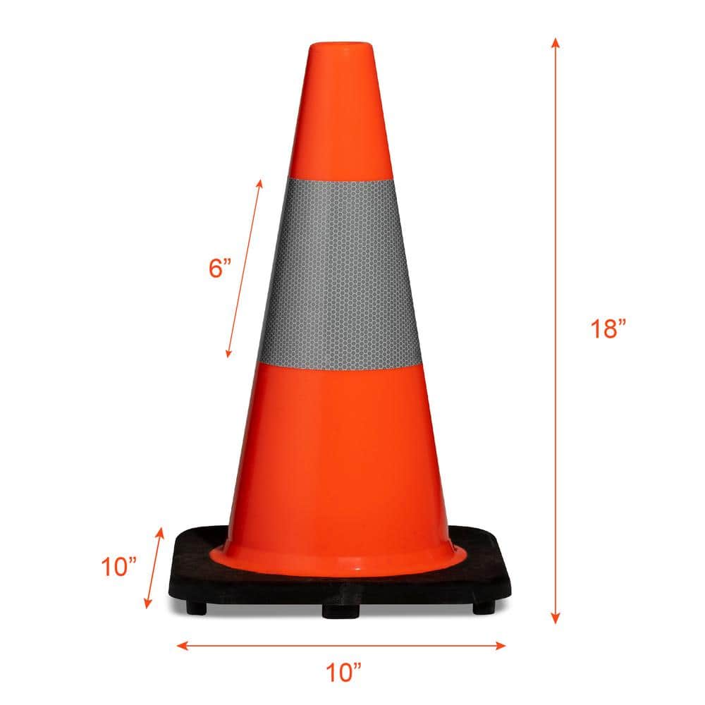 18 in. Orange PVC Reflective Traffic Safety Cone - Hercitys