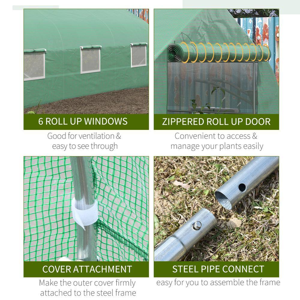 138 in. W x 117.6 in. D x 81.6 in. H Green Walk-In Greenhouse - Hercitys