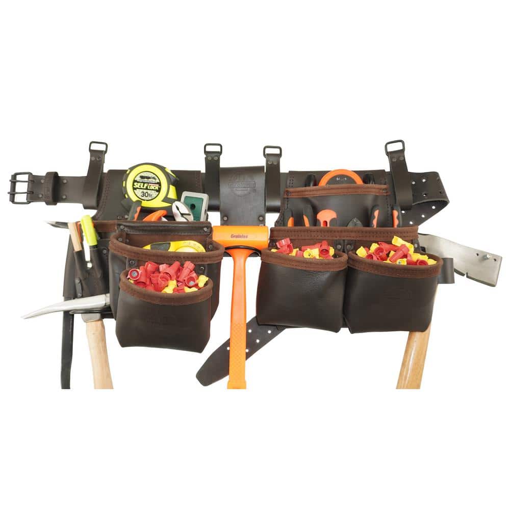 10-Pocket Oil Tanned Leather Tool Pouch Set - Hercitys