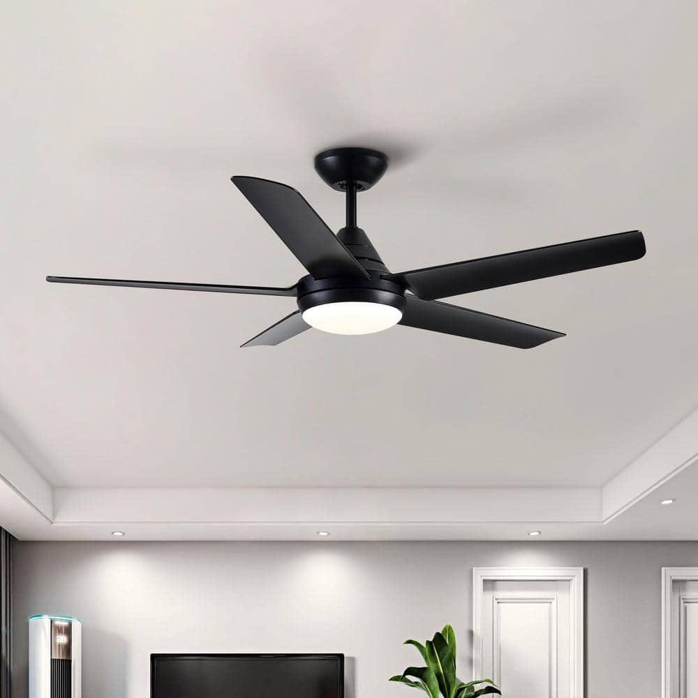 48 in. LED Indoor Matte Black Ceiling Fan with Integrated Light Kit and Remote Control - Hercitys