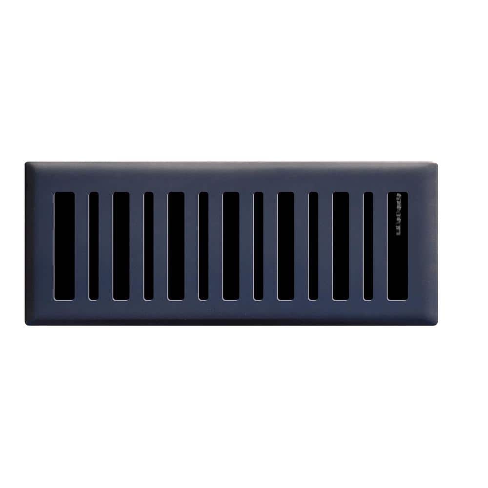 4 in. x 12 in. Contemporary Floor Register , Matte Black - Hercitys