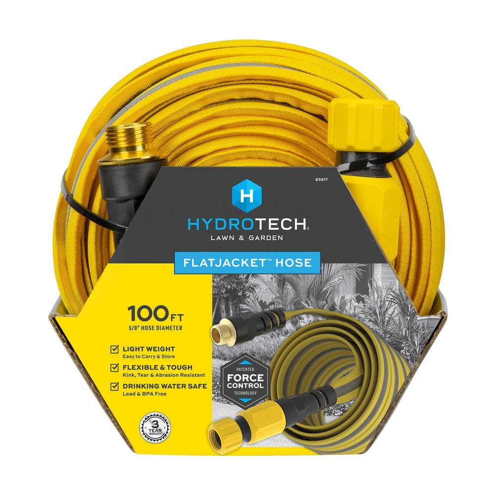 5/8 in. Dia x 100 ft. Flexible Flat Jacket Garden Water Hose - Hercitys