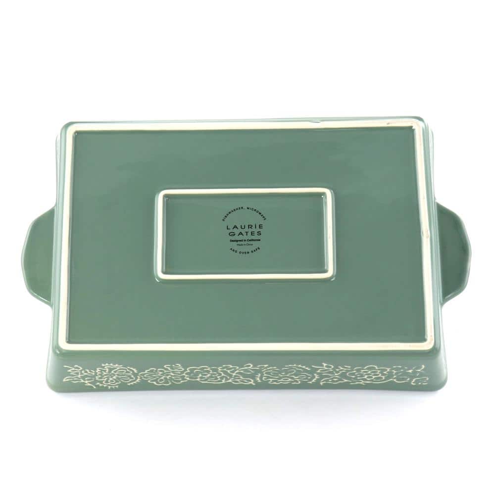 2 Piece Tierra Wax Relief Stoneware Baker Set in Red and Mint - Hercitys