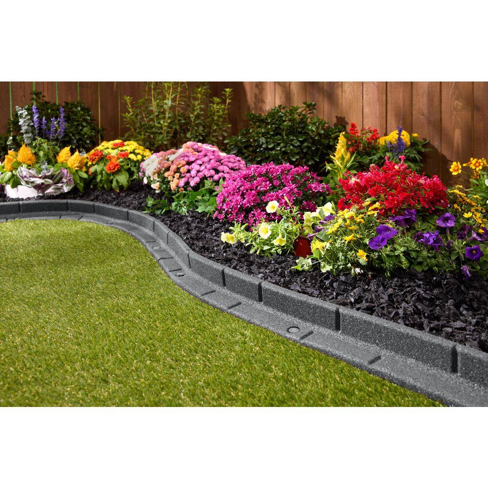 48 in. x 3 in. x 3 in. Roman Brick Dark Gray Rubber Edging (6-Pack) - Hercitys