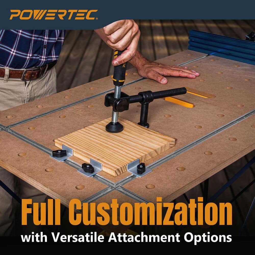 24 in. x 48 in. Arachni Flex Foldable/Portable Workbench Tabletop w/ Pre-drilled Dog Holes, T-Tracks, Quick-Insert Locks - Hercitys