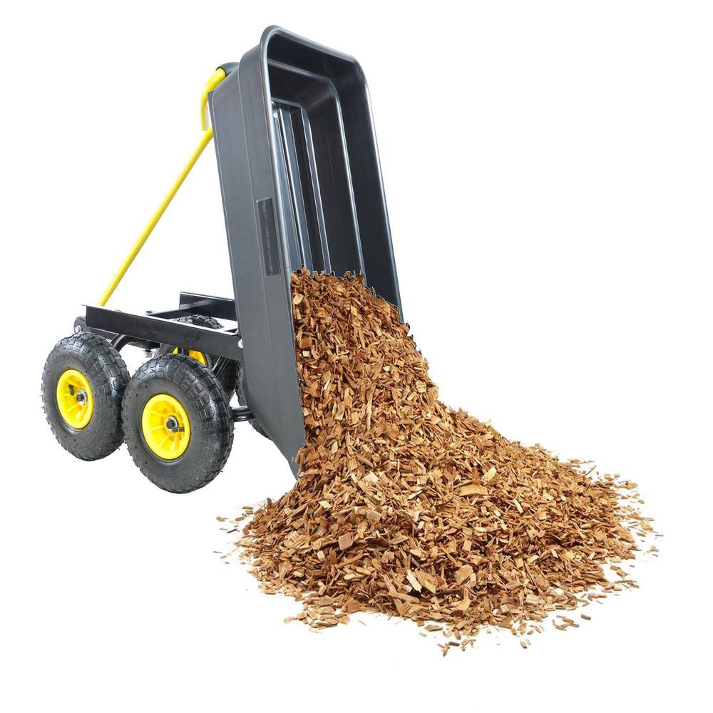 2 cu. ft. Folding Metal Garden Cart in Black with Pneumatic Tire - Hercitys