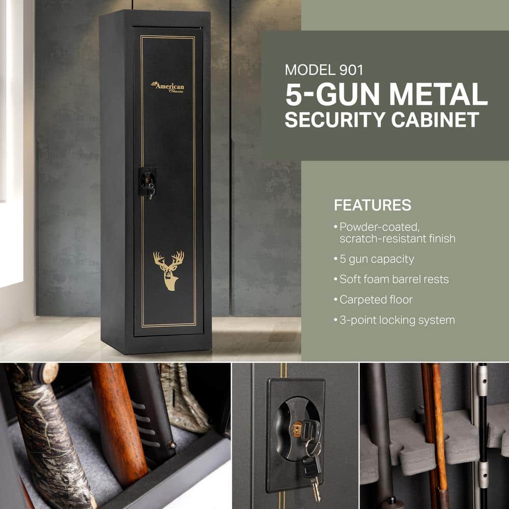 5-Gun Lockable Metal Security Gun Cabinet - Hercitys