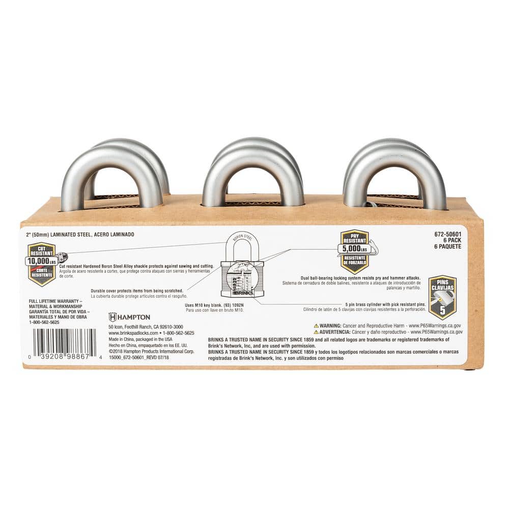 50 mm Laminated Steel Commercial Padlock (6-Pack) - Hercitys