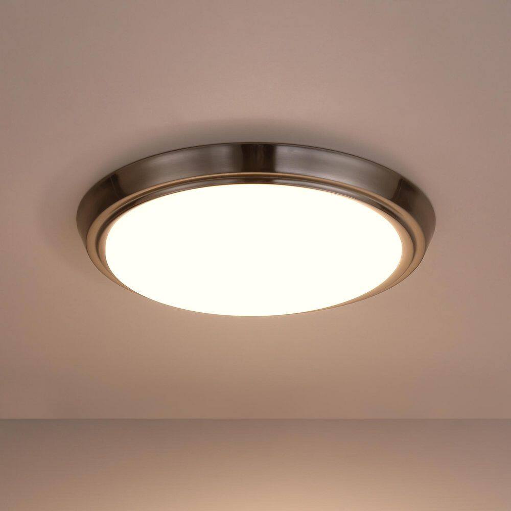 11.02 in. Brushed Nickel Selectable LED Flush Mount Ceiling Light Fixture (4-Pack) - Hercitys