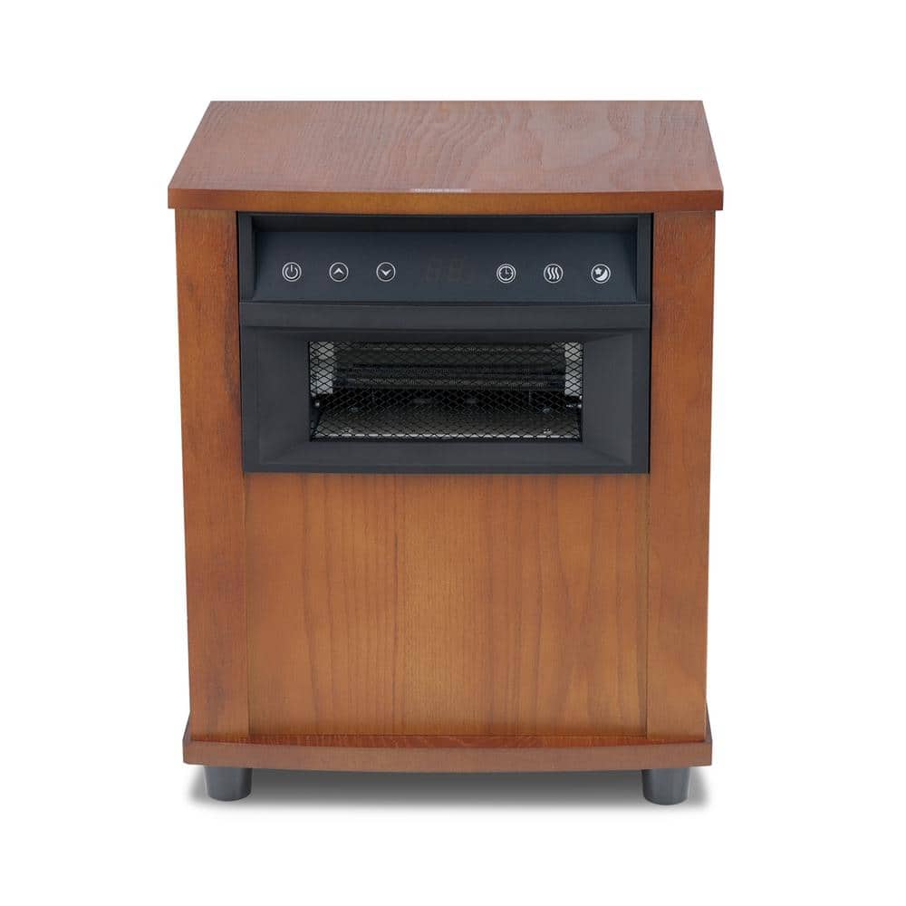 1500-Watt 15.16 in. Electric Brown Compact 4 Infrared Tubes Space Quartz Heater with Digital LED Display Convection - Hercitys
