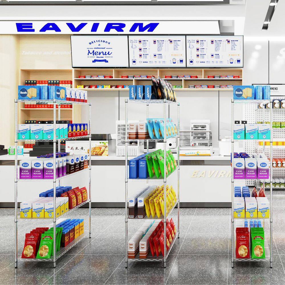 5 Tier Shelf Wire Shelving Unit-5T-1636-C-LKJ, 72H in Chrome - Hercitys