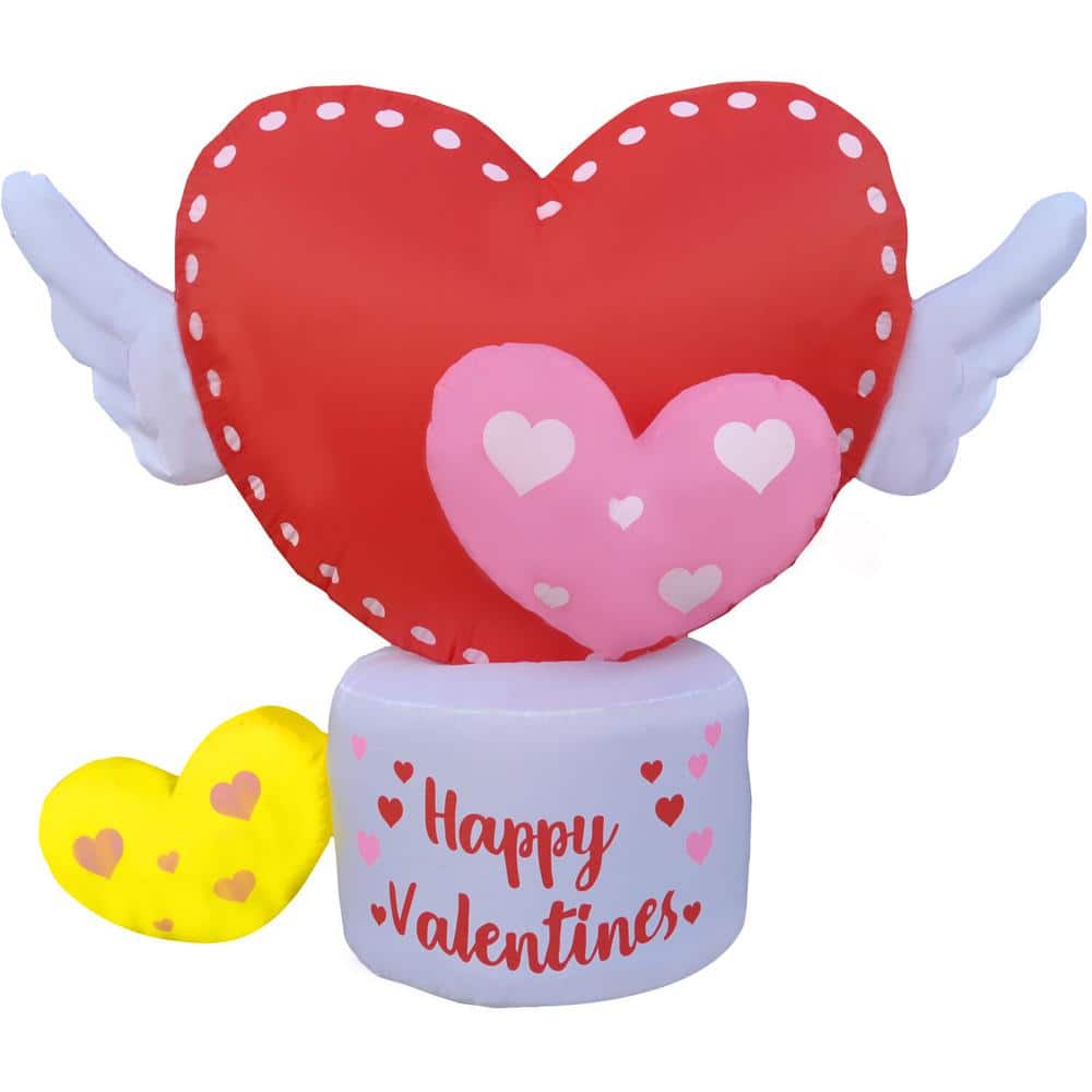 5 ft. Light Up Valentine’s Day Flying Hearts with Wings Inflatable - Hercitys