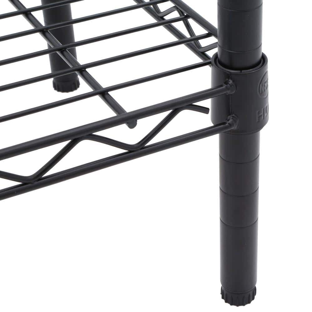 4-Tier Steel Wire Shelving Unit in Black (36 in. W x 54 in. H x 14 in. D) - Hercitys