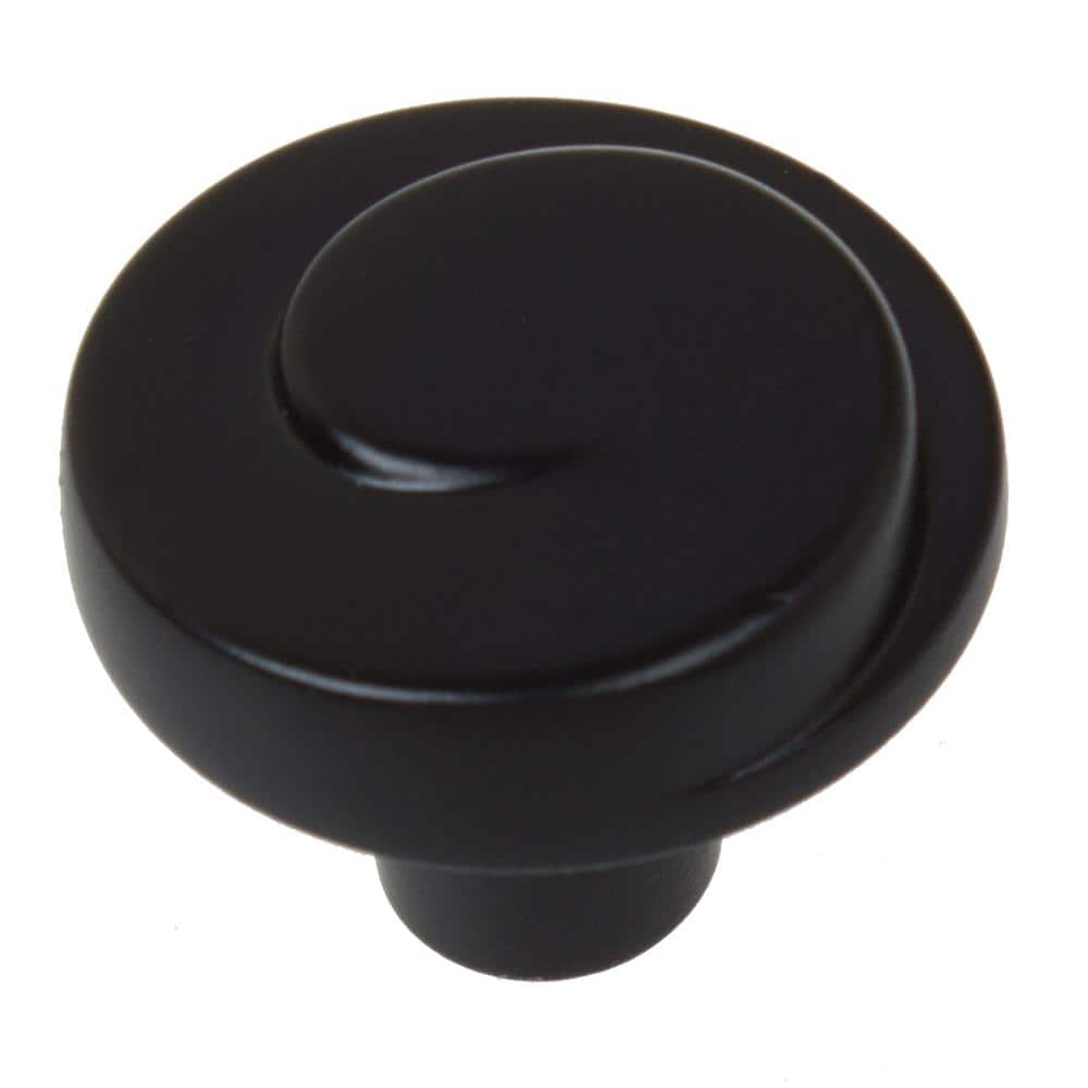 1-1/8 in. Dia Matte Black Classic Wave Cabinet Knob (10-Pack) - Hercitys