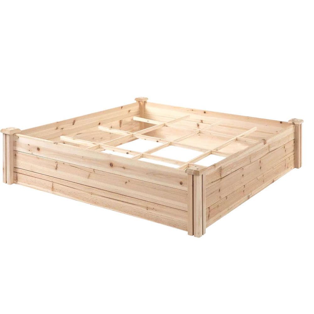 47.25 in. x 47.25 in. Outdoor Wooden Planter Box with 9 Growing Grids - Hercitys