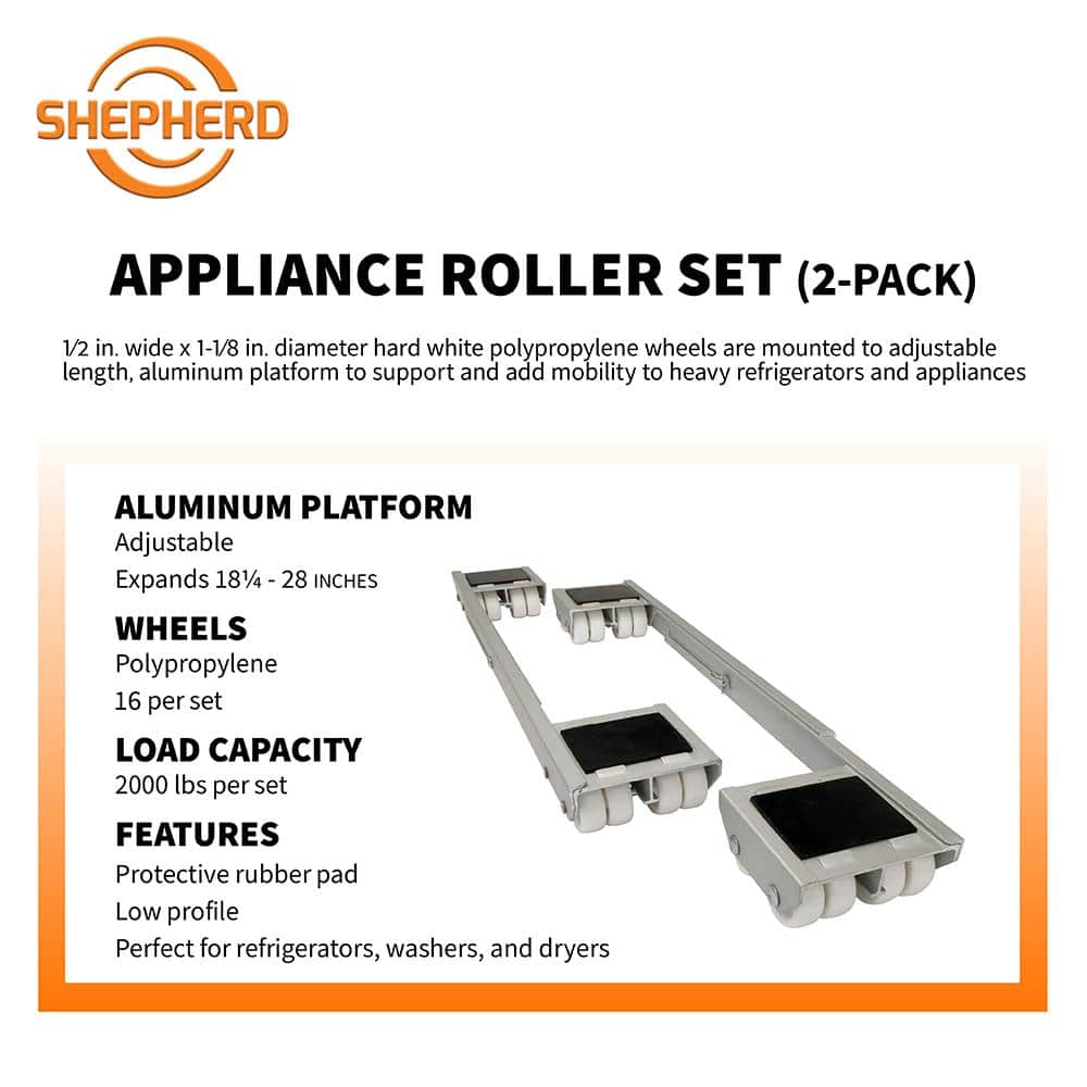 18-1/4 – 28 in. Aluminum Steel Appliance Rollers (2-Pack) - Hercitys