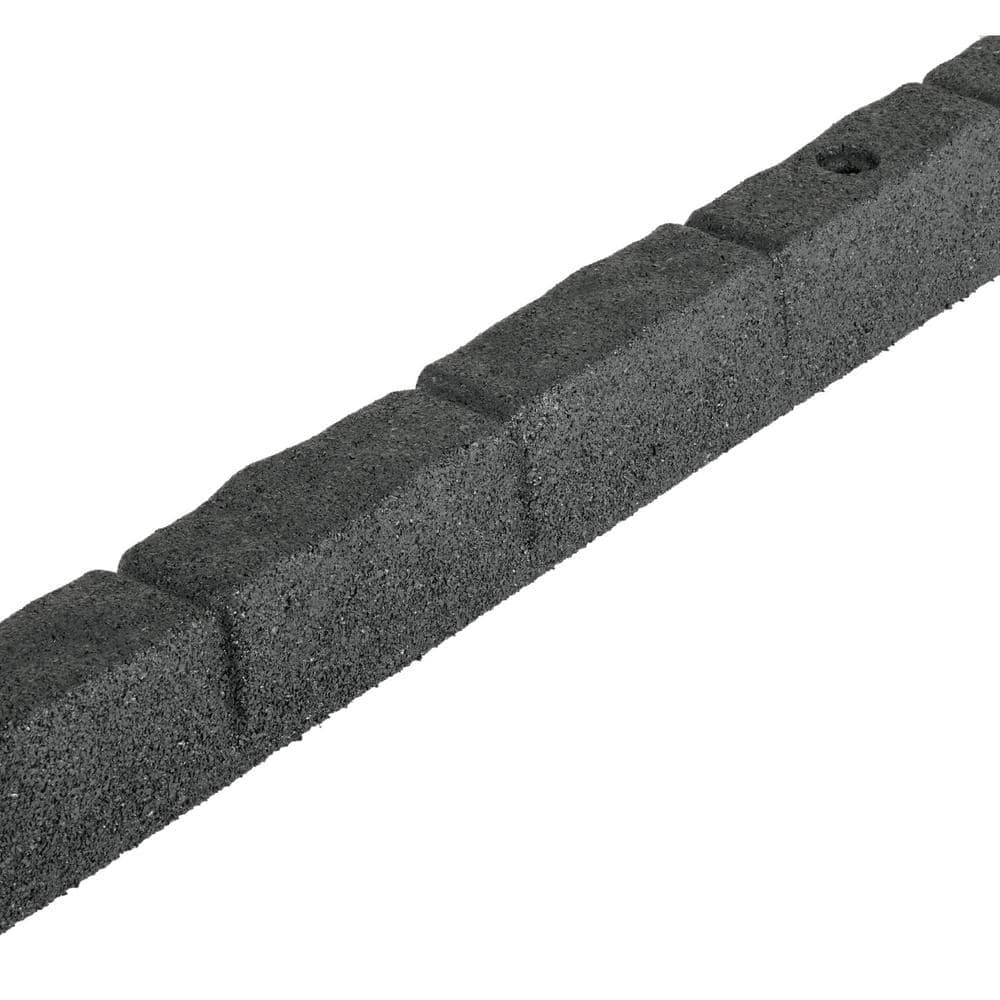 48 in. x 2.5 in. x 3 in. Gray SmartLoc Cobblestone Rubber Edging (4-Pack) - Hercitys