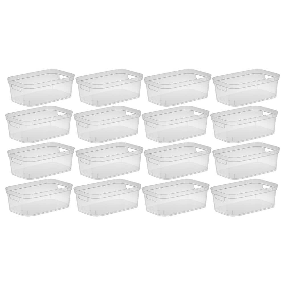 2-Quart Storage Bin w/Carry Through Handles, Clear (16 Pack) - Hercitys