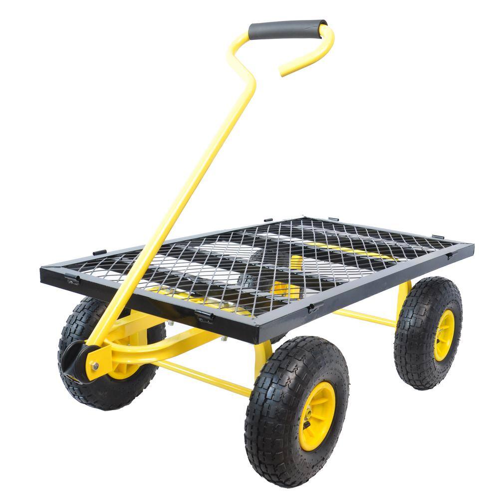 16 Cu.Ft. Black Metal Wagon Garden Cart - Hercitys