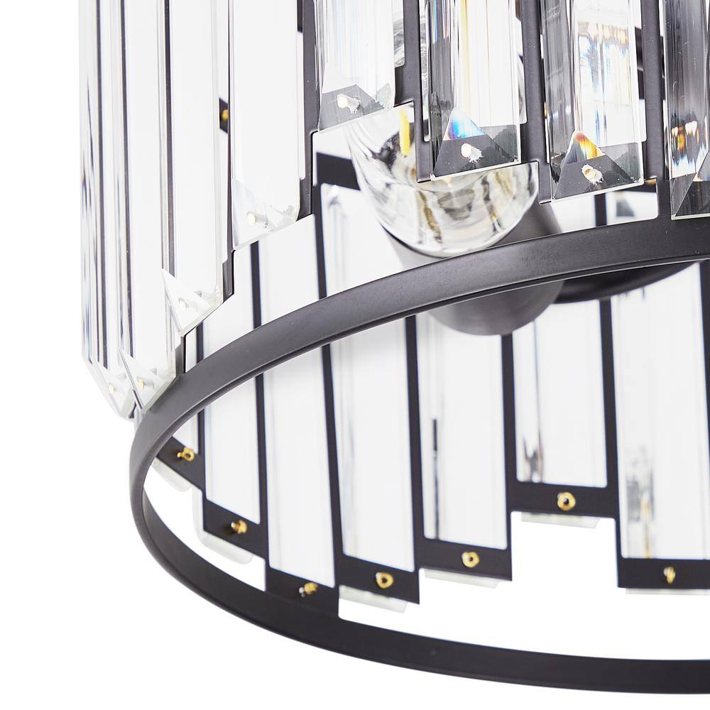 13 in. Modern 3-Light Black Semi-Flush Mount Ceiling Hanging Light with Glass Shade - Hercitys
