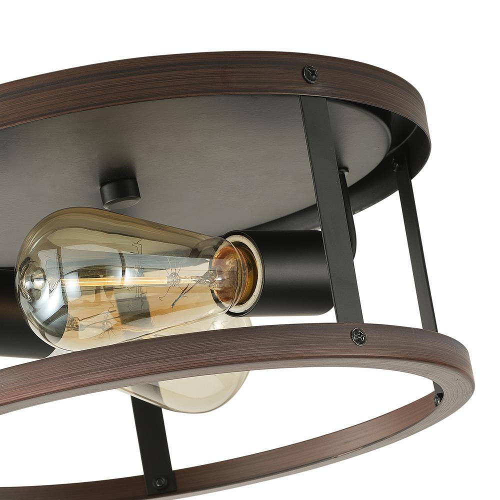 11.4 in. 2-Light Farmhouse Oil Rubbed Bronze Flush Mount Ceiling Lighting Fixtures - Hercitys