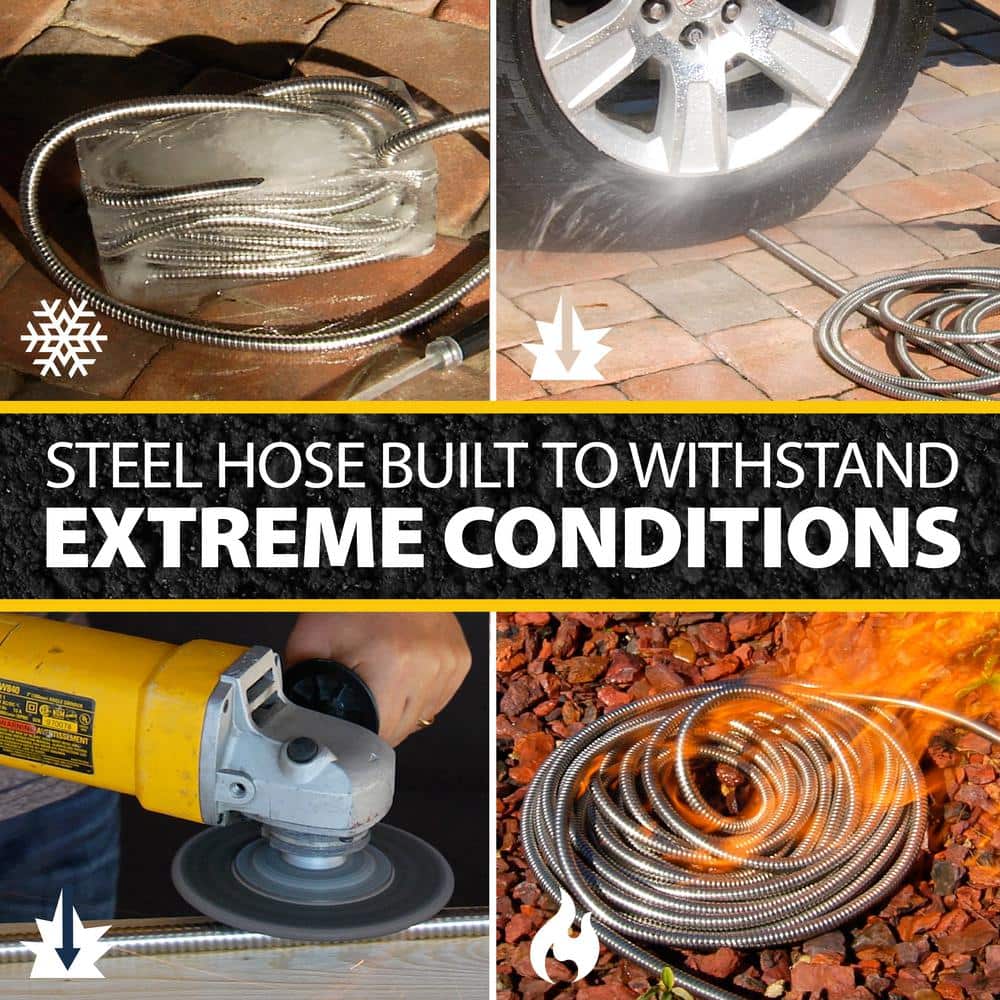 5/8 in. Dia. x 100 ft. Heavy-Duty Stainless Steel Garden Hose - Hercitys