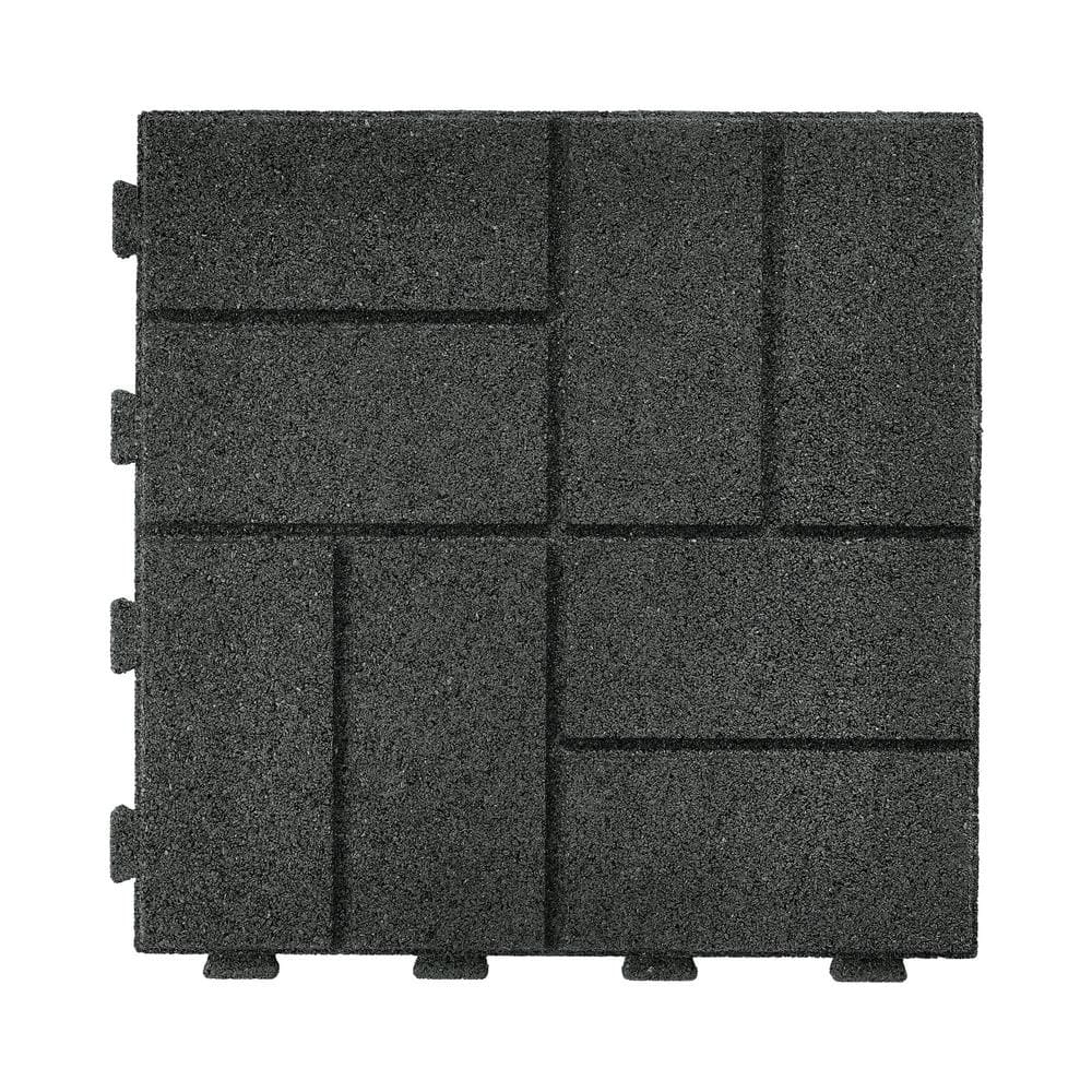 16 in. x 16 in. x 5/8 in. Black SmartLoc Rubber Paver (9-Pack) - Hercitys