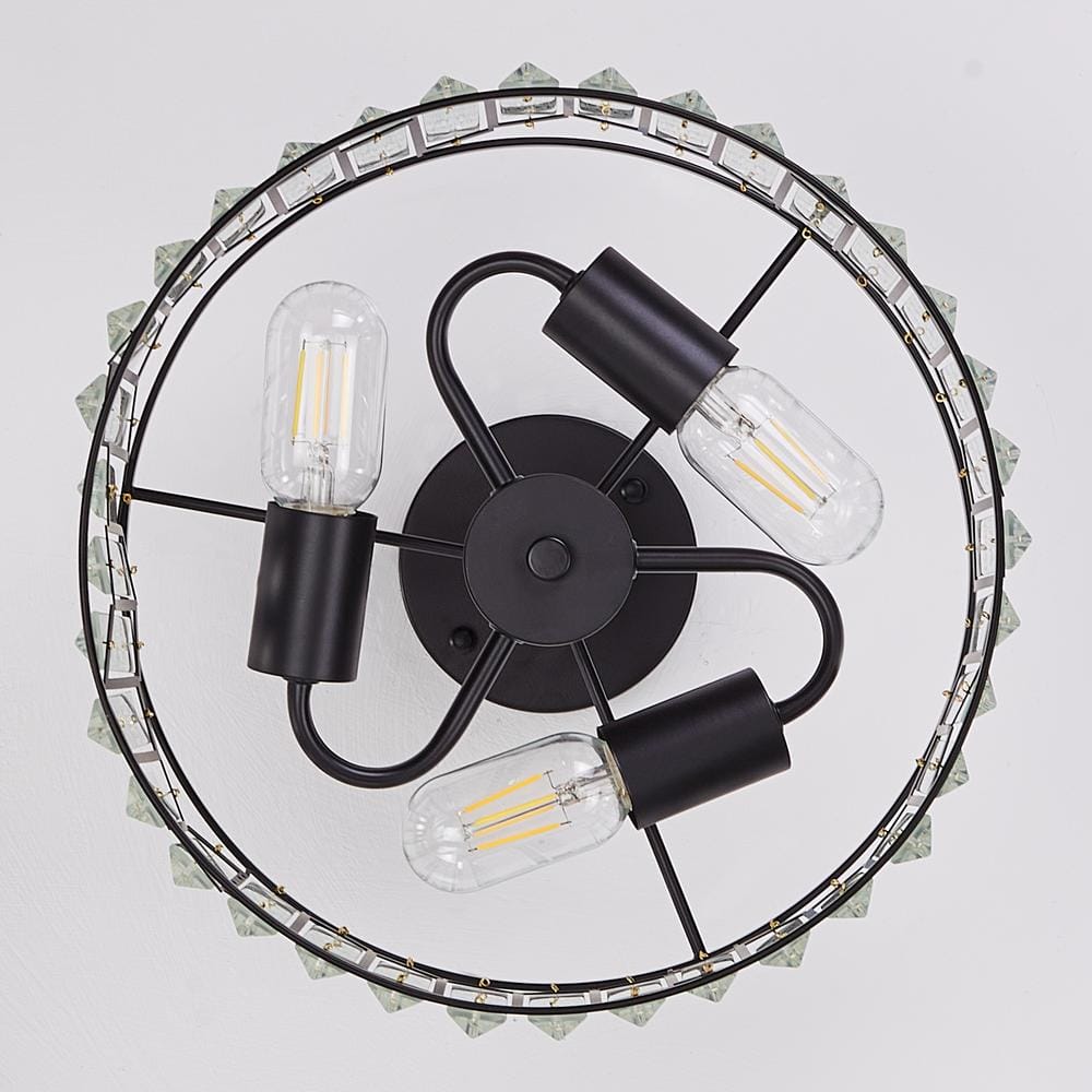 13 in. Modern 3-Light Black Semi-Flush Mount Ceiling Hanging Light with Glass Shade - Hercitys