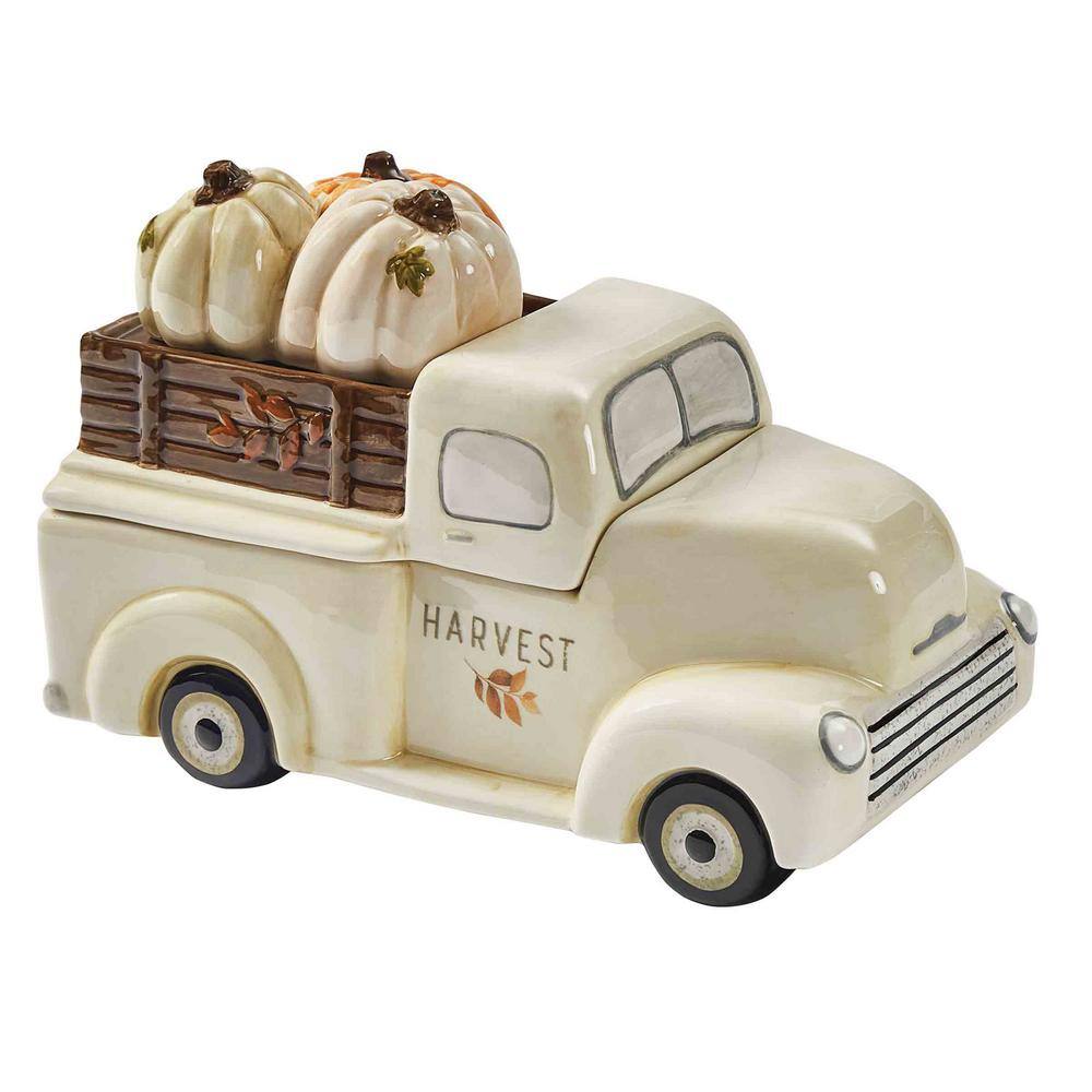 1-Stone Cream Harvest Truck Cookie Jar - Hercitys