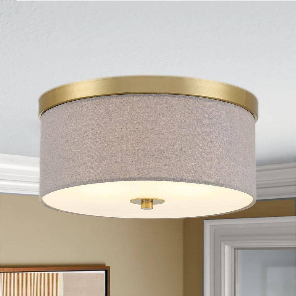 15 in. 2-Light Soft Brass Flush Mount - Hercitys