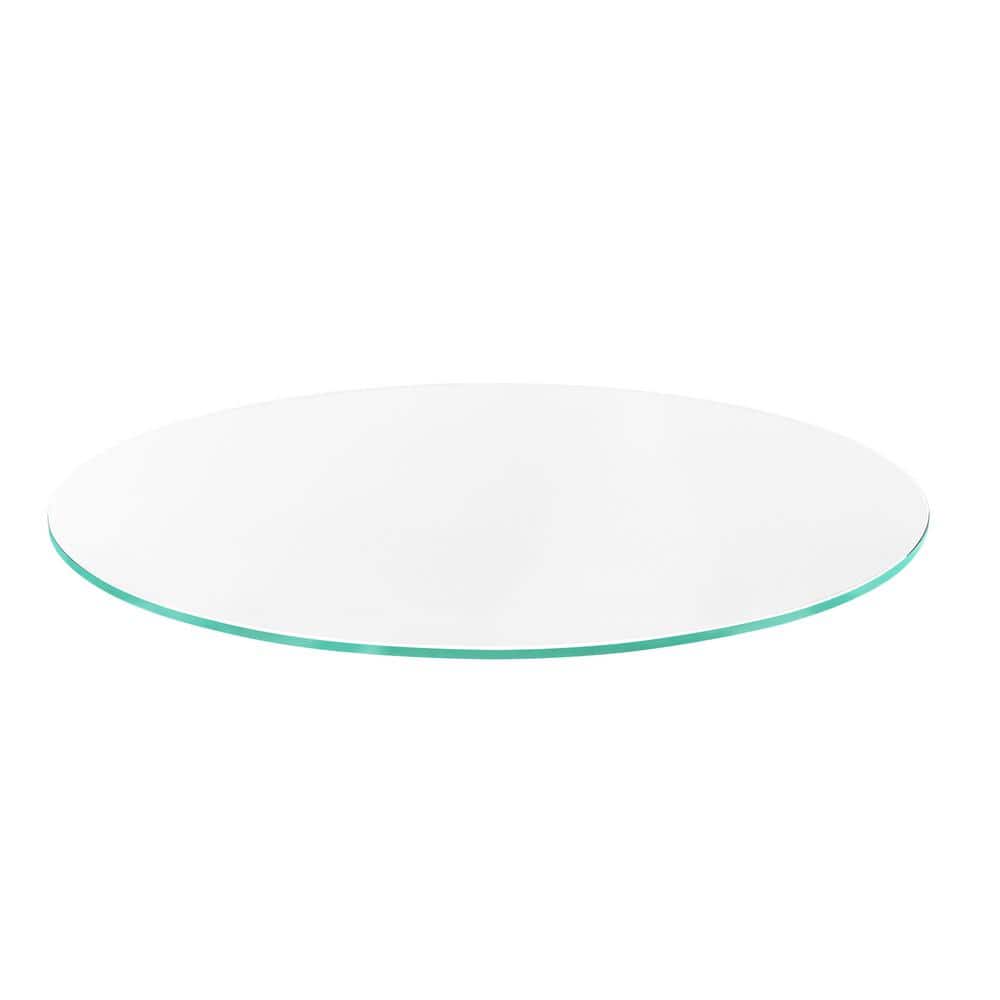 26 in. Clear Round Glass Table Top, 1/4 in. Thickness Tempered Flat Edge Polished - Hercitys