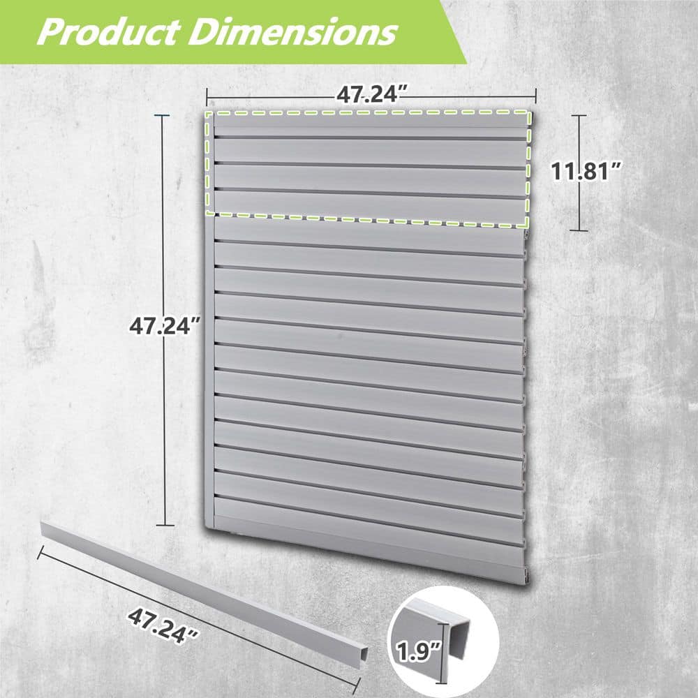 47.24 in. H x 47.24 in. W PVC Slatwall Panels Kit in Gray Pegboard Wall Organizer (54-Pack) - Hercitys