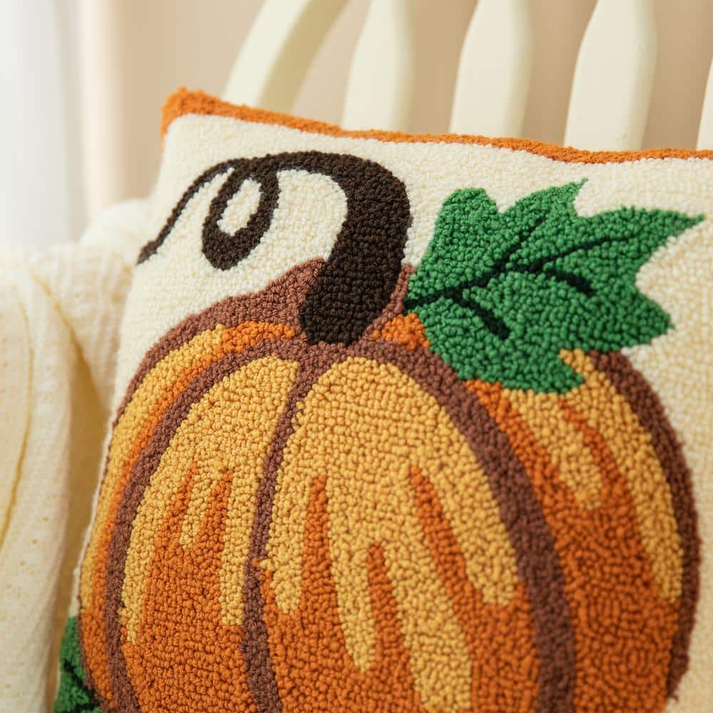 14 in. H Fall Hooked Pumpkin Pillow - Hercitys