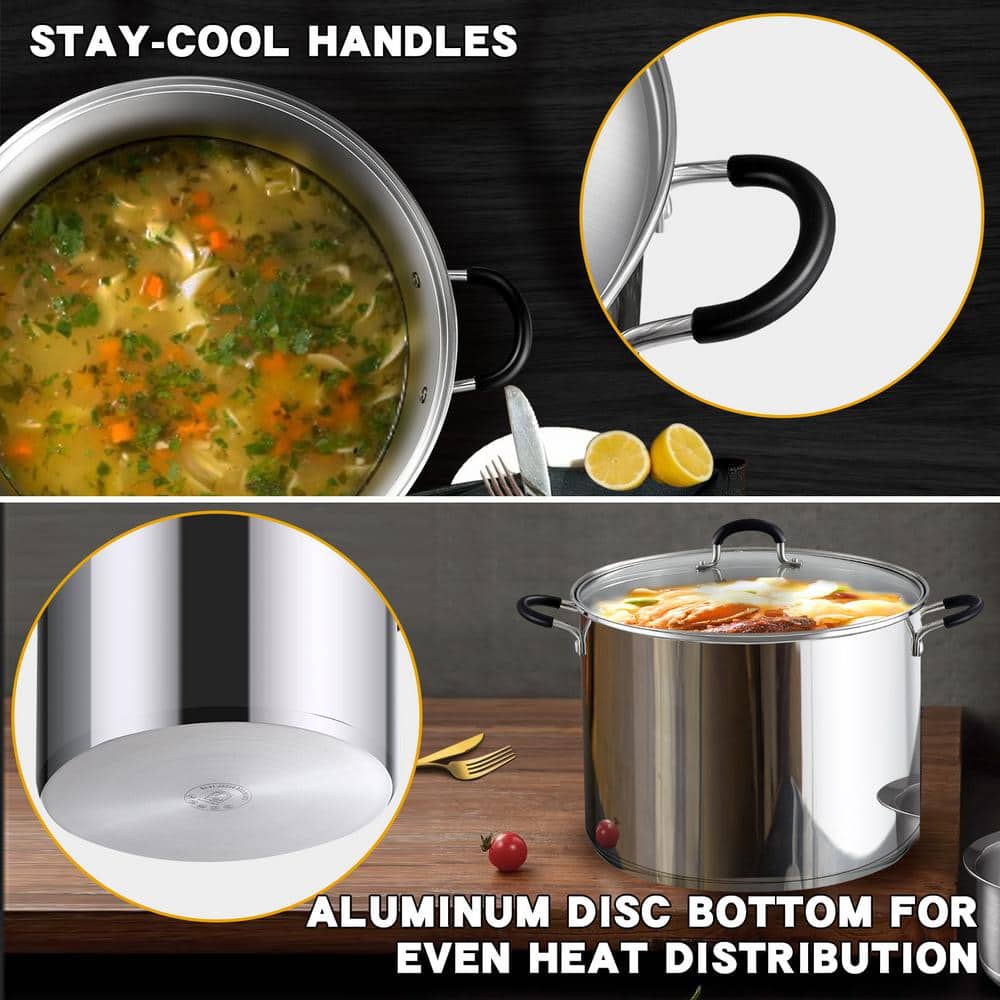24 qt. Professional Stainless Steel Stockpot with Lid - Hercitys
