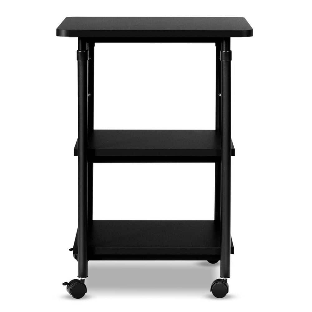 3-Tier Adjustable Rolling Under Desk Printer Cart with 3 Storage Shelves Printer Stand for Home Office Black - Hercitys
