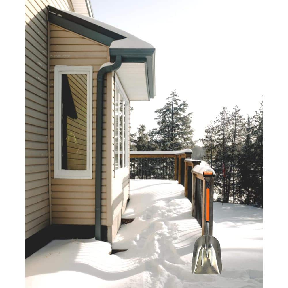 48 in. L Durable Fiberglass Handle Large Head Aluminum Scoop Shovel, Ashman Snow Shovel Aluminum (1-Pack) - Hercitys