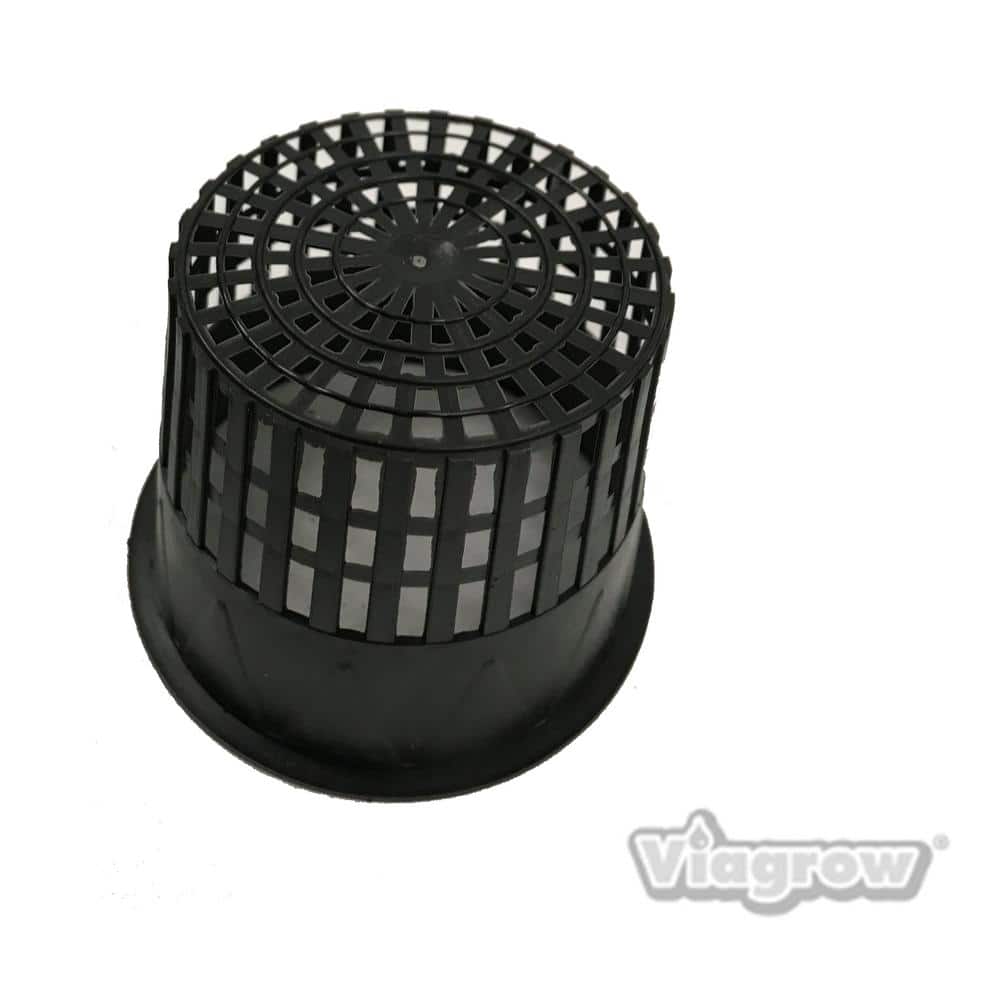 4 in. Black Round Cup with Slotted Black Plastic Mesh Net Pot (50-pack) - Hercitys