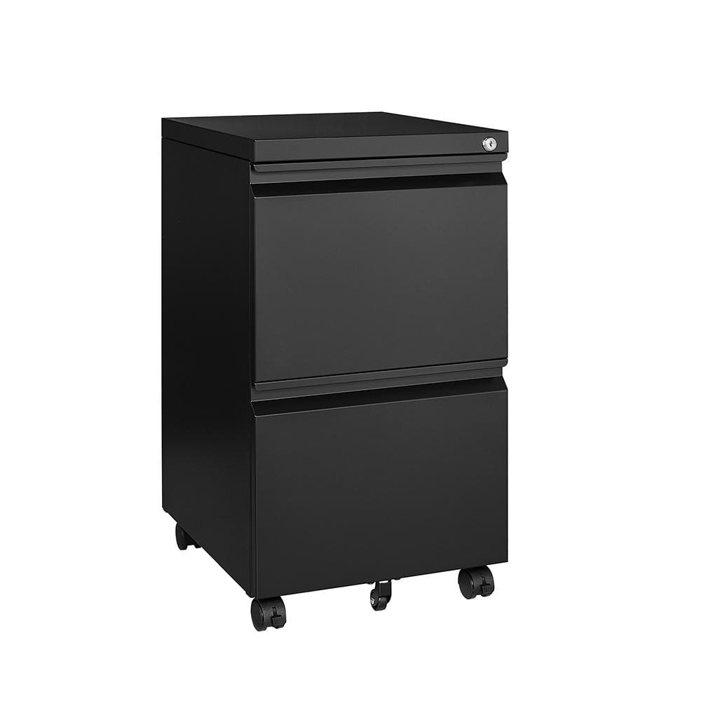 14.57 in. W x 26.18 in. H x 17.32 in. D Black Freestanding Cabinet 2 Drawer Mobile Filling Cabinet with Lock and Wheels - Hercitys
