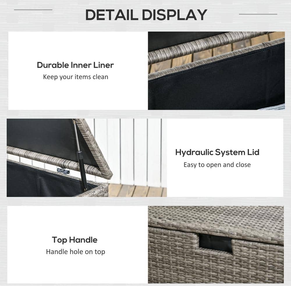 113 Gal. 46 in. x 28.75 in. x 25.5 in. Gray Rattan Deck Box - Hercitys