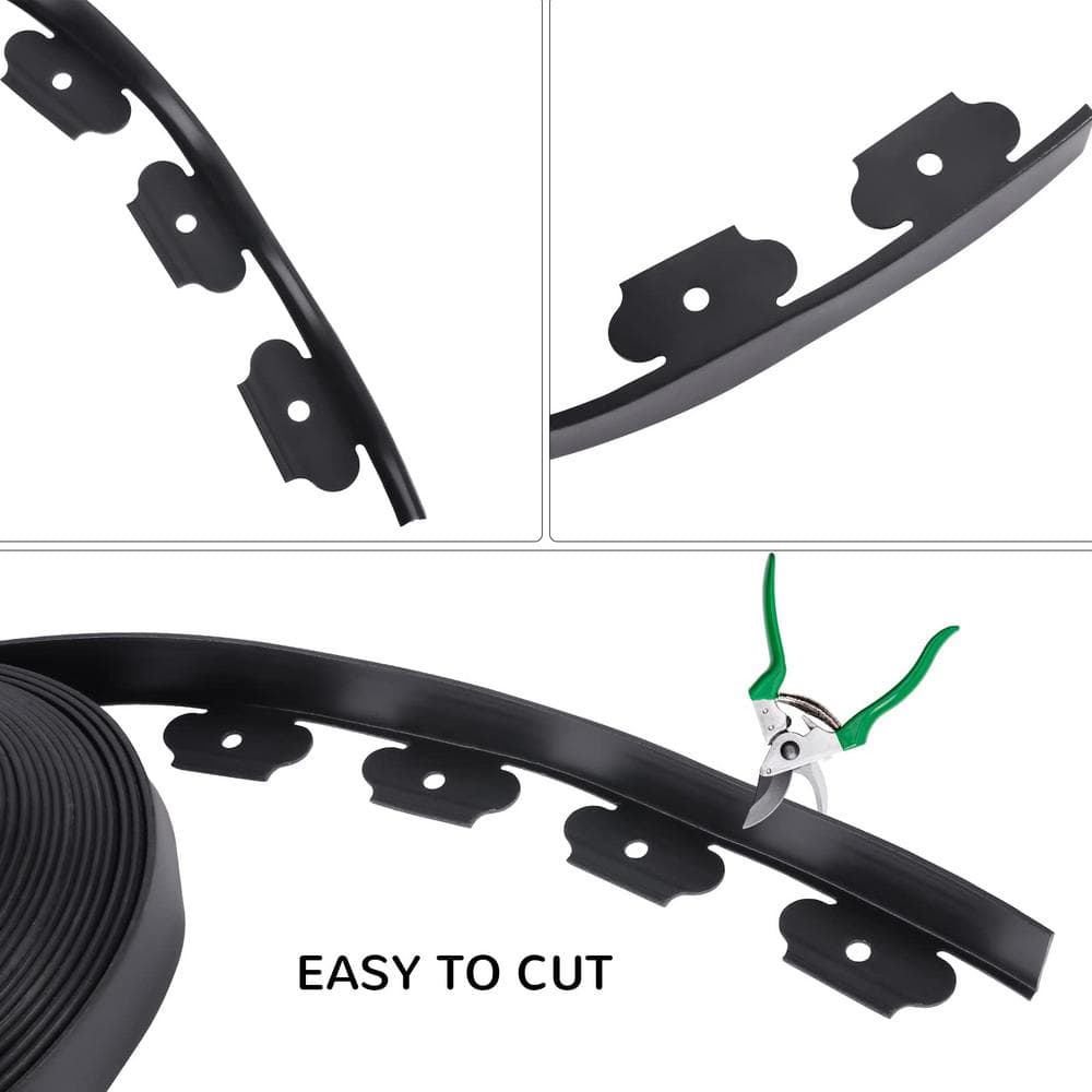 2 in. x 100 ft. Black Plastic Edging for Landscaping, Flower Gardens, Lawn - Hercitys