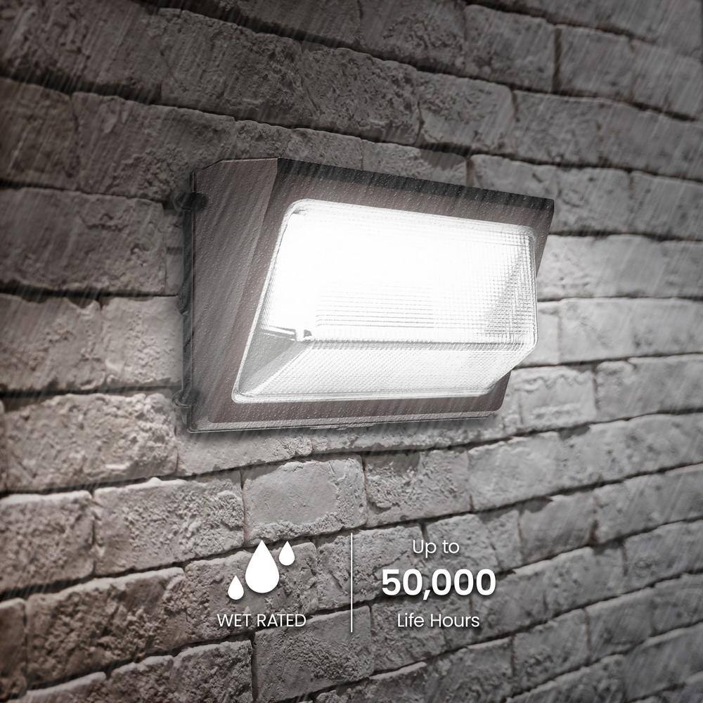4000/6000/8000 Lumen Select Integrated LED Selectable 5CCT Bronze Dusk to Commercial Wall Pack Light - Hercitys